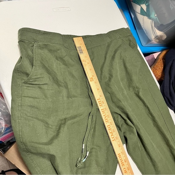 J. Crew Tie Waist Seaside Pants Green Extra Large XL Linen Blend K - Picture 9 of 10